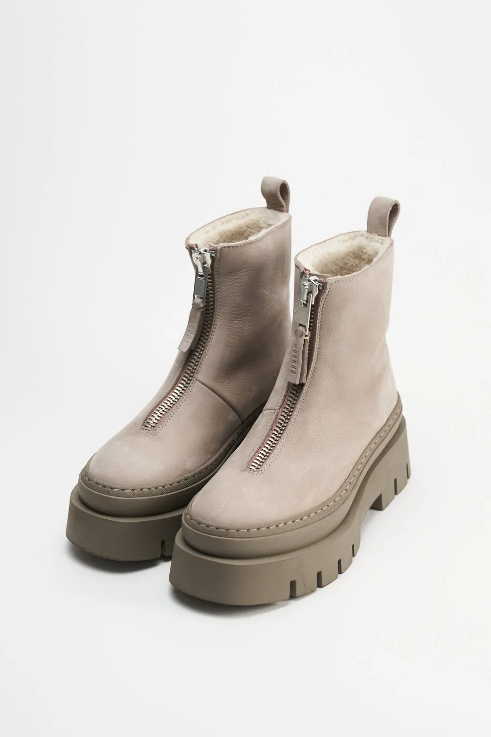 Nabuc Greige Front Zip Winter Boots