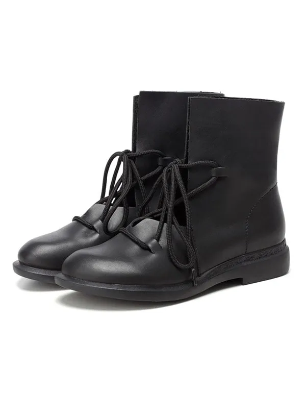 New Trendy Fashion Handmade Leather Black Boots