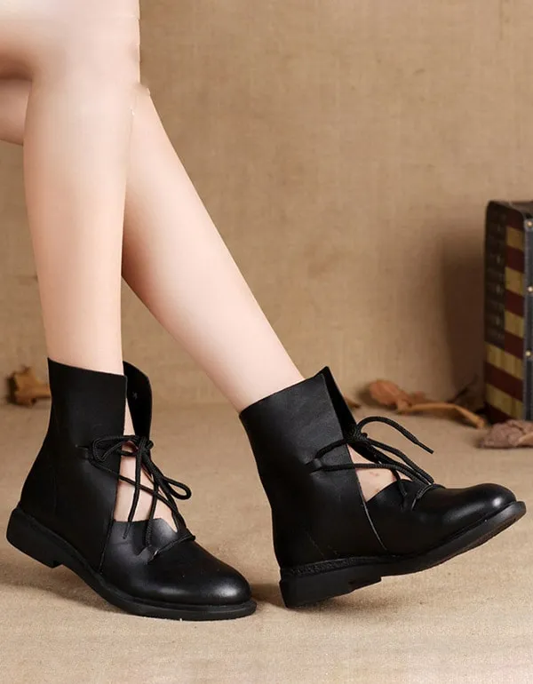 New Trendy Fashion Handmade Leather Black Boots