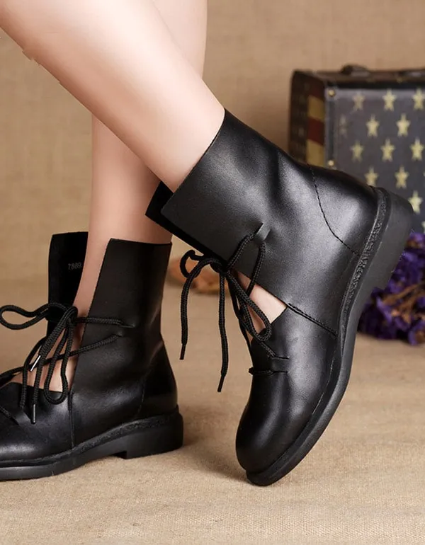 New Trendy Fashion Handmade Leather Black Boots