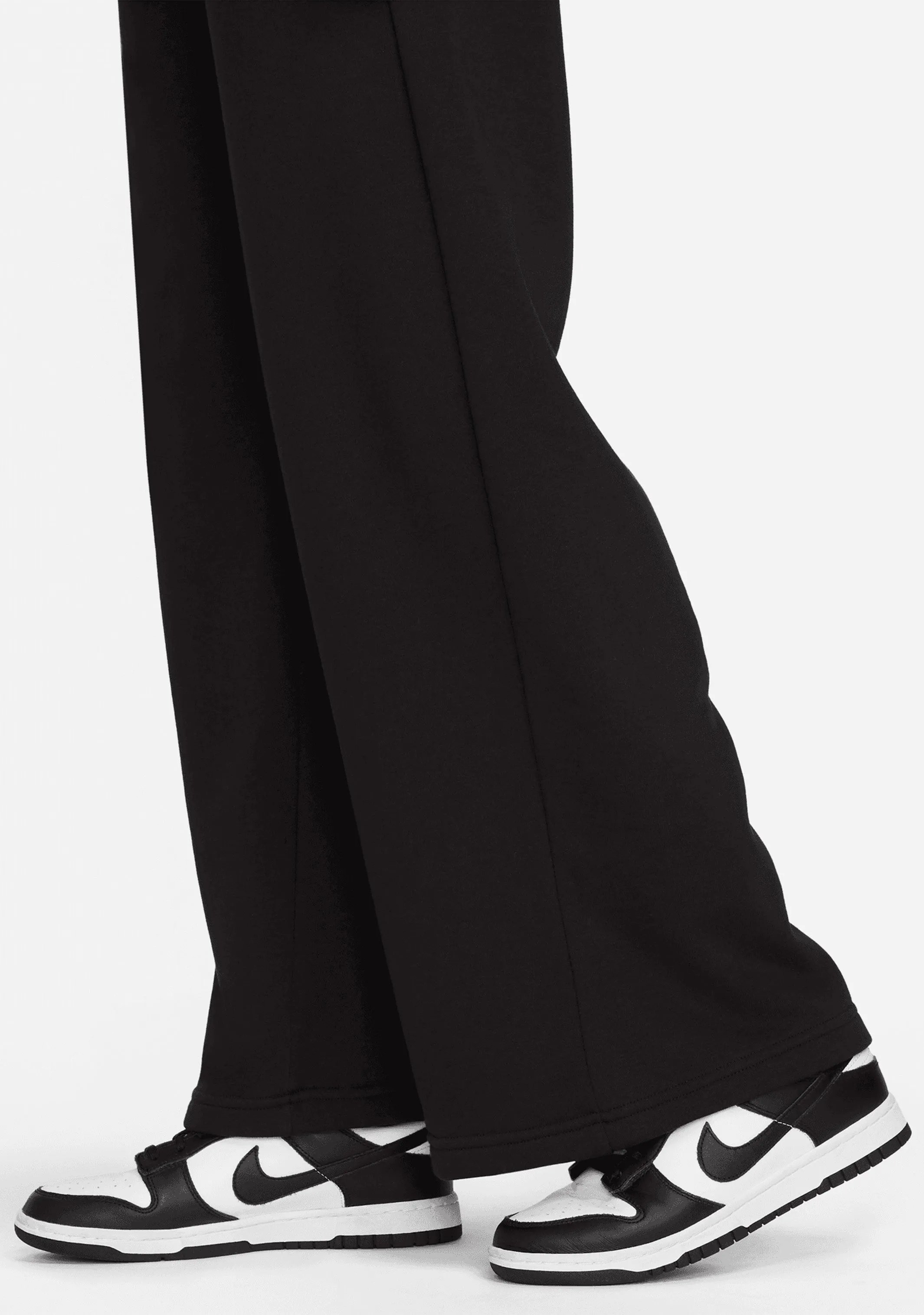 Nike Women's Mid-Rise Wide-Leg Fleece Sweatpants Black