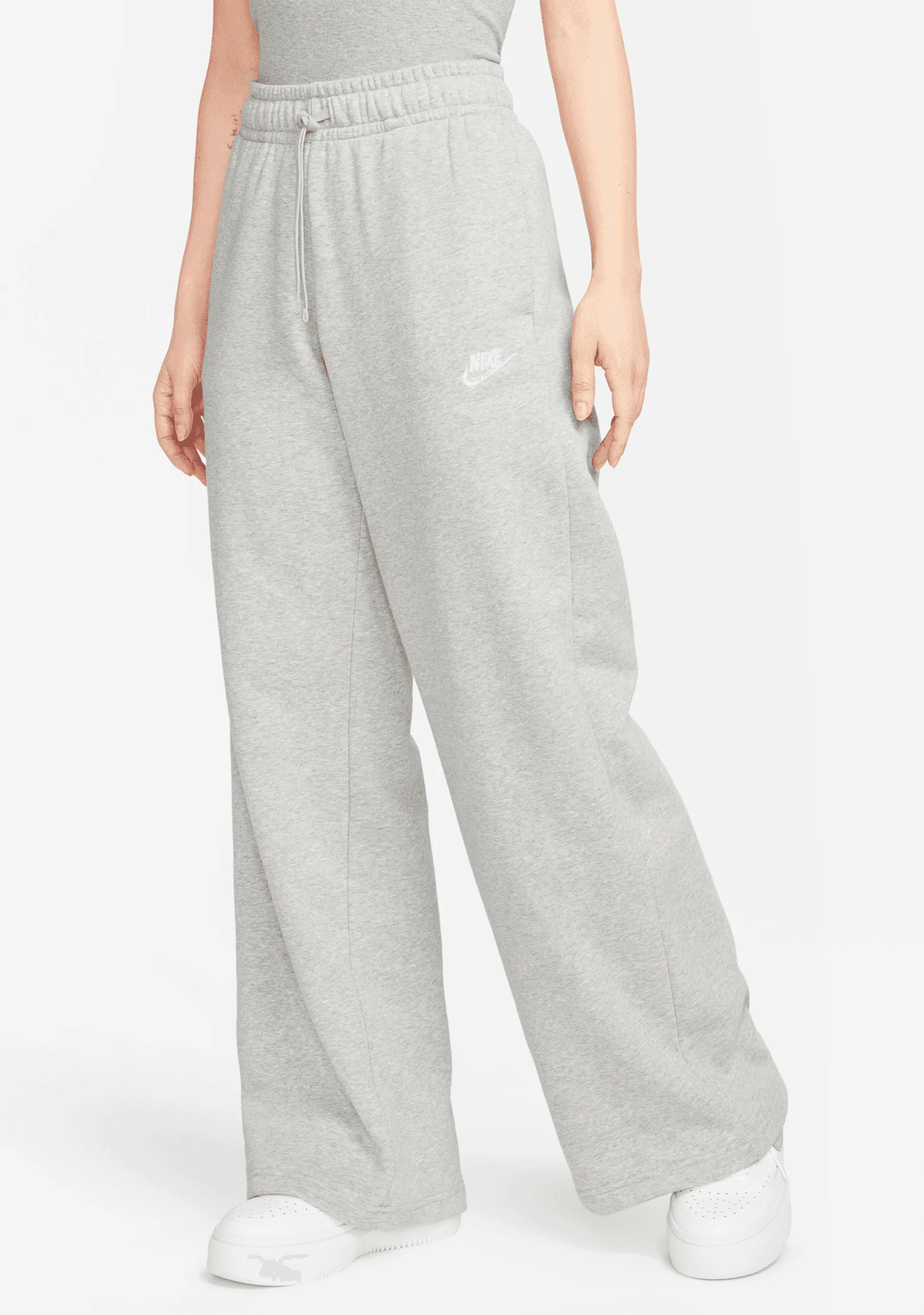 Nike Women's Mid-Rise Wide-Leg Fleece Sweatpants Grey <br> FB2727-063