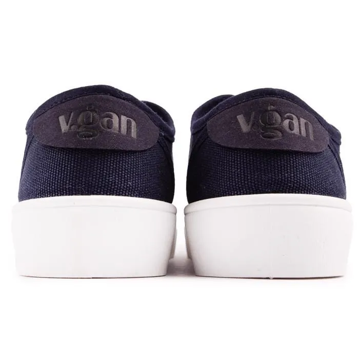 Olive Women's Recycled Cotton Vegan Pump Sneakers | Navy Blue