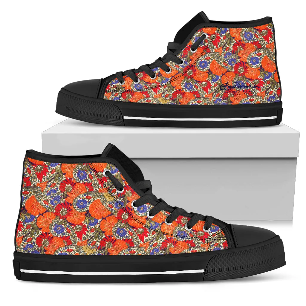 Orange Paisley  High Top Sneakers - x