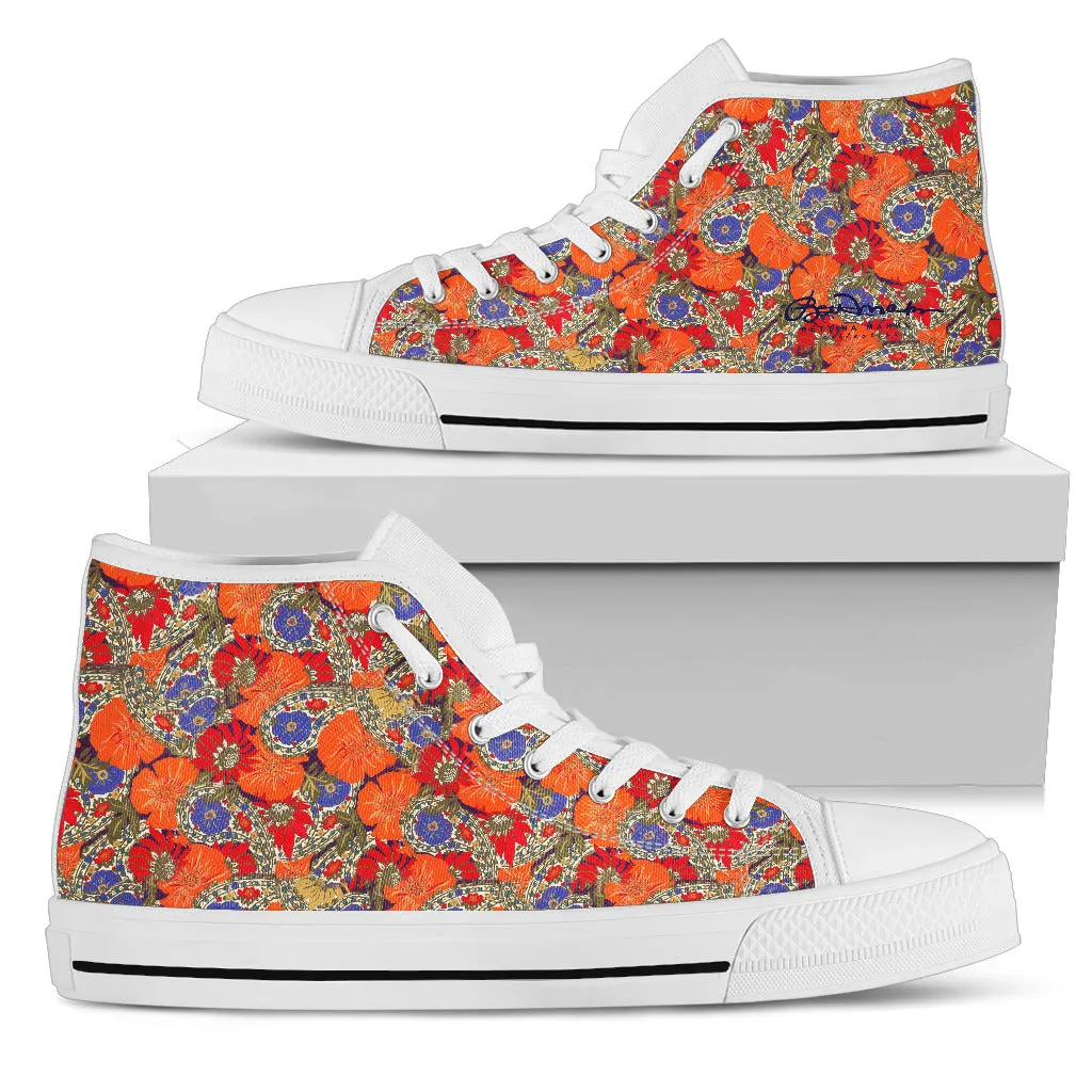 Orange Paisley  High Top Sneakers