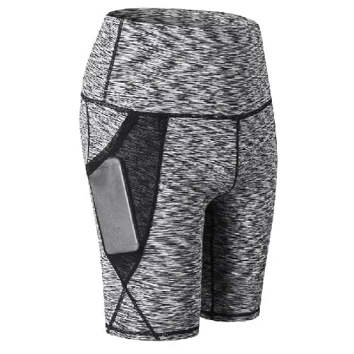 Quick Dry Yoga Shorts for Women - Stretchy & Breathable Black Pink Patchwork Design