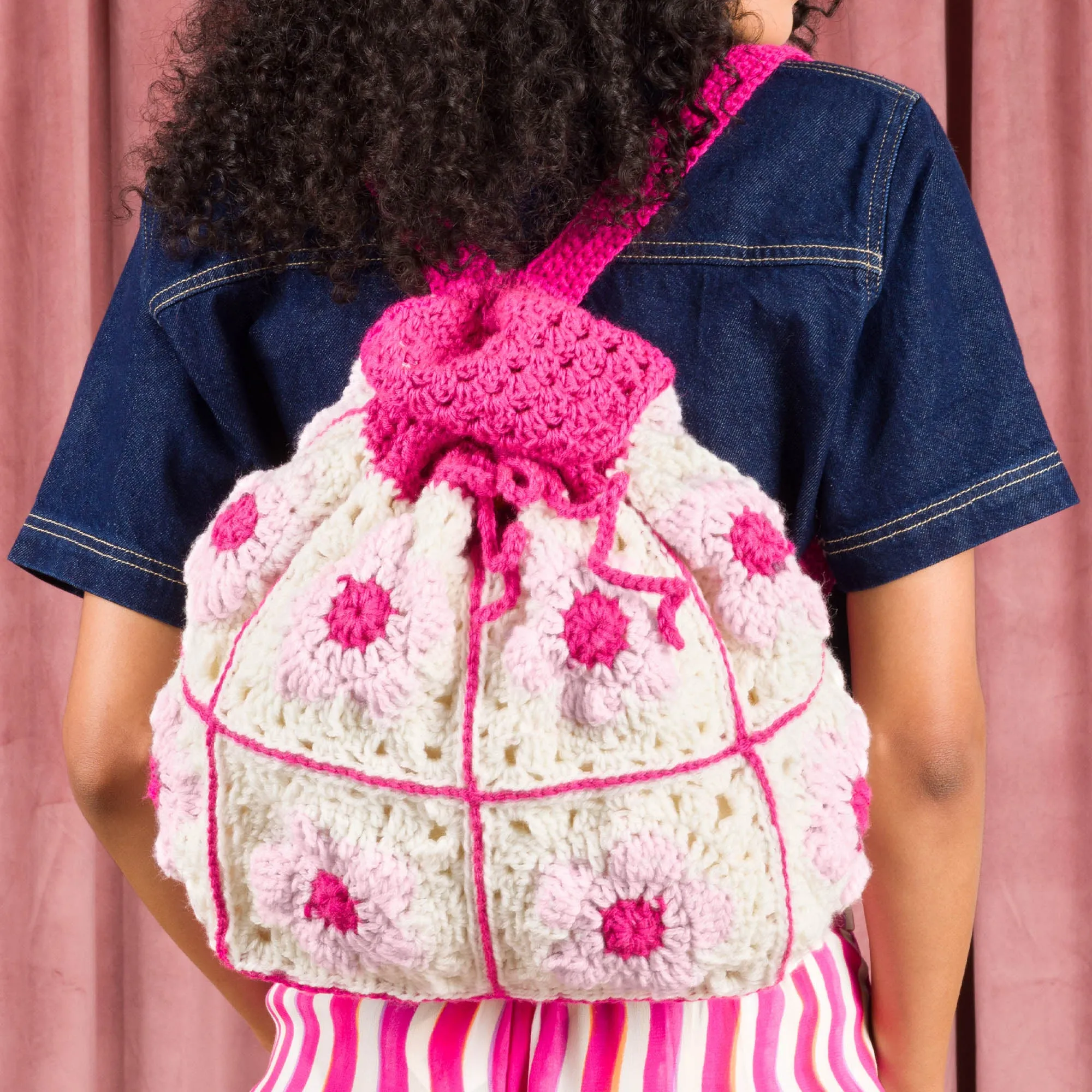 Red Heart Crochet Flower Power Backpack