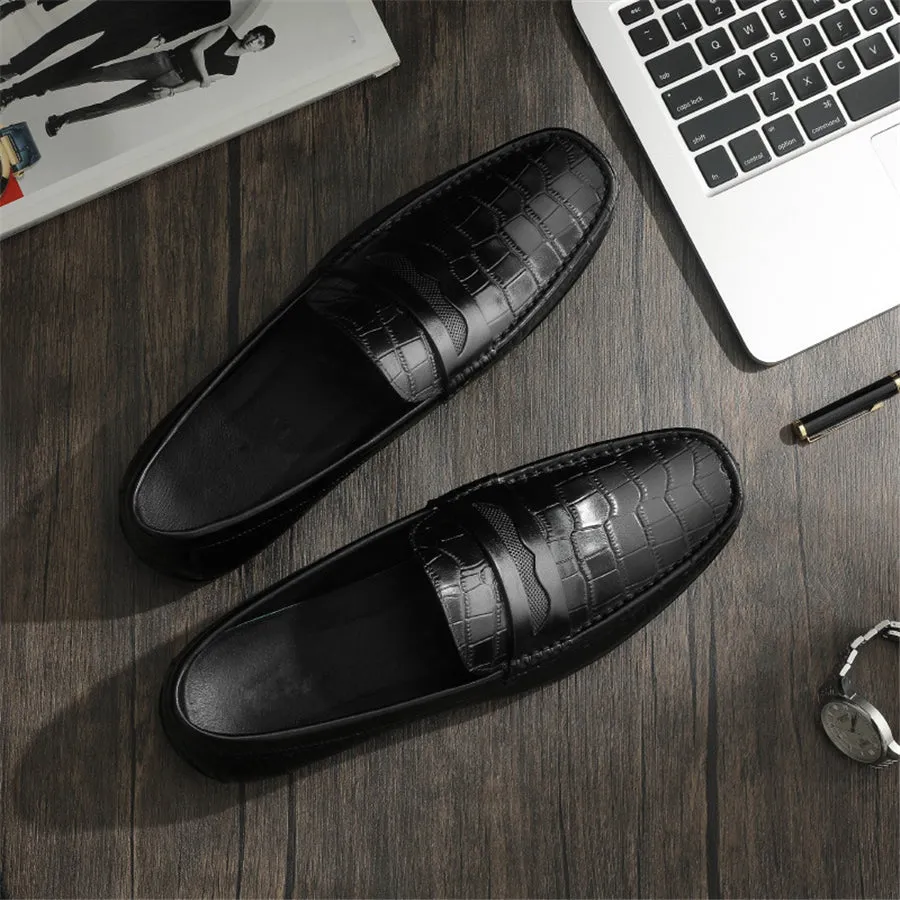 RomeLux Croc Effect Slip-On Loafer Dress Shoes