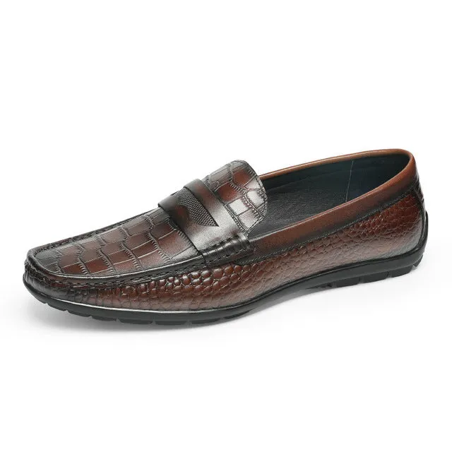 RomeLux Croc Effect Slip-On Loafer Dress Shoes