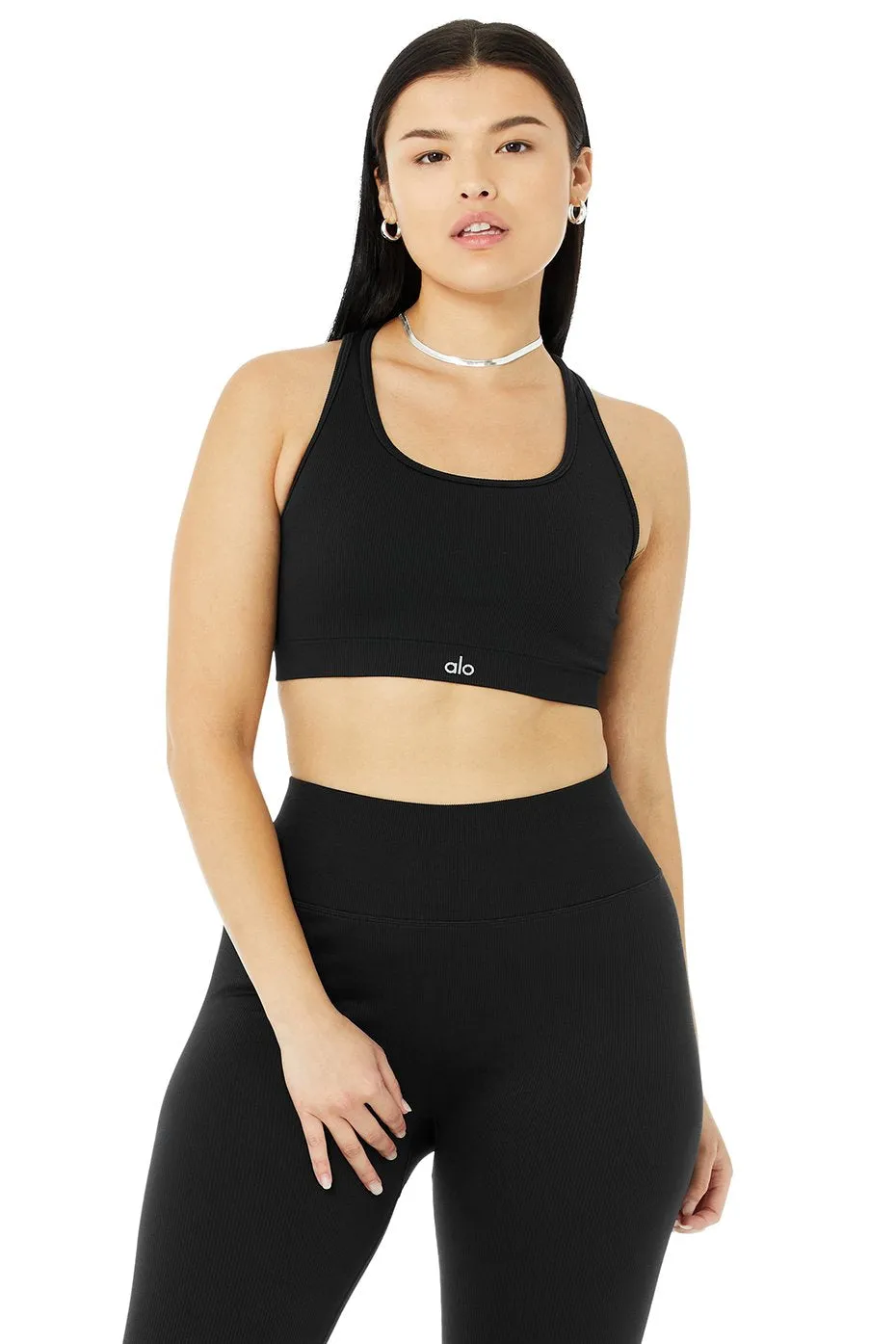 Seamless Ribbed Bra - Black