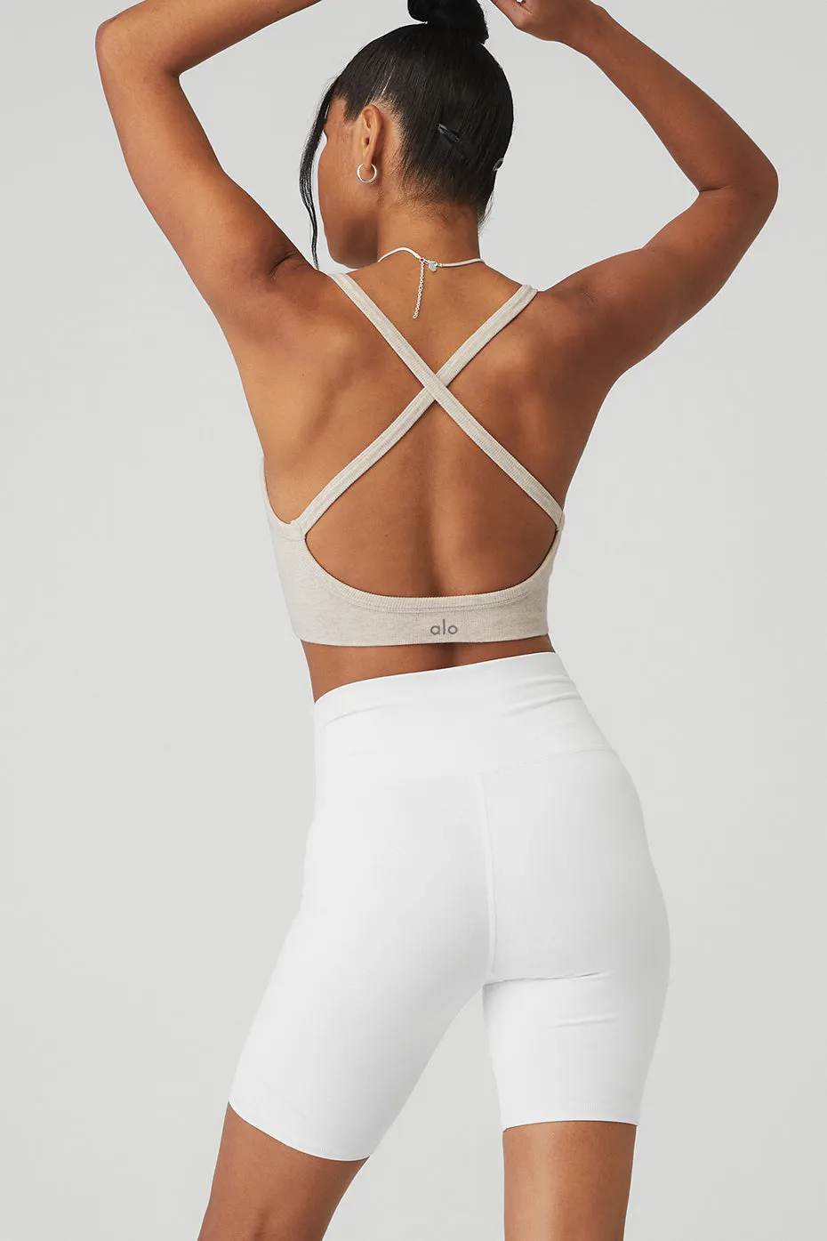 Seamless Ribbed Low Back Bra - Oatmeal Heather