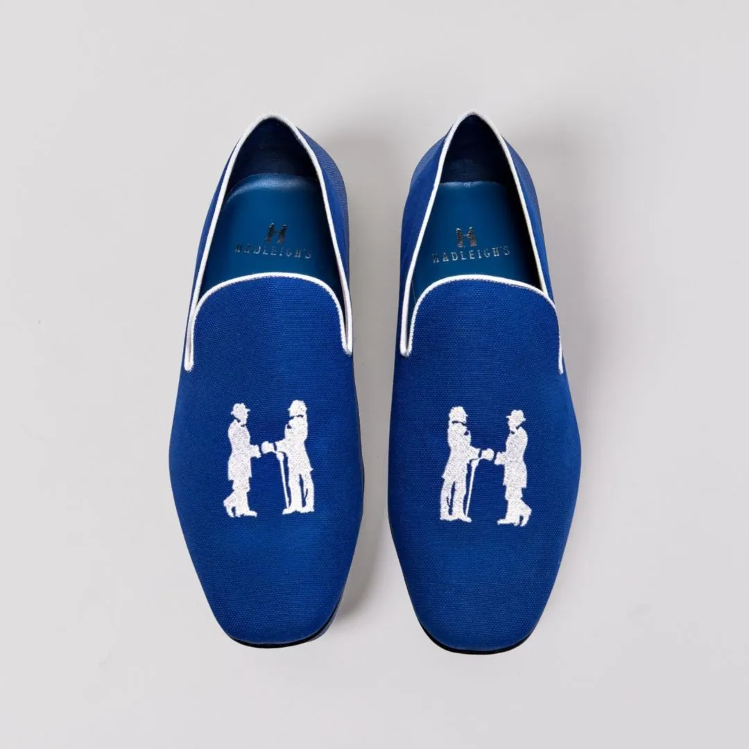 Slipper in Cobalt Blue with White Logo