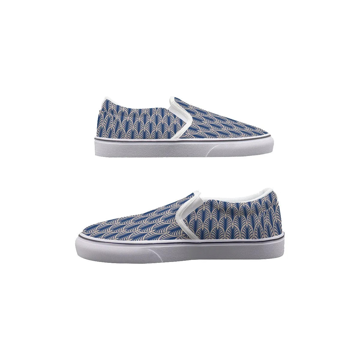 So#11 Men's Slip On Sneaker, blue pattern, print