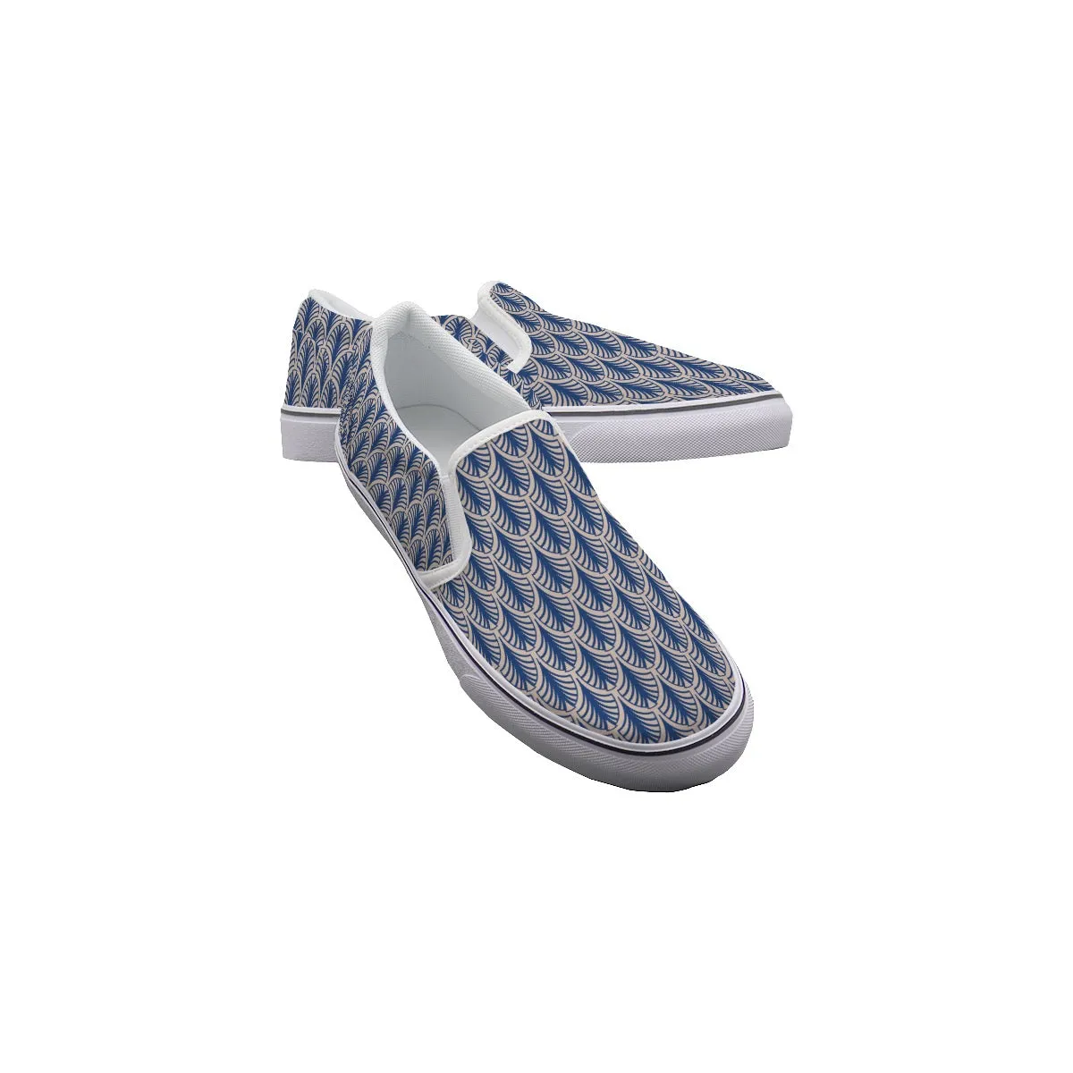 So#11 Men's Slip On Sneaker, blue pattern, print