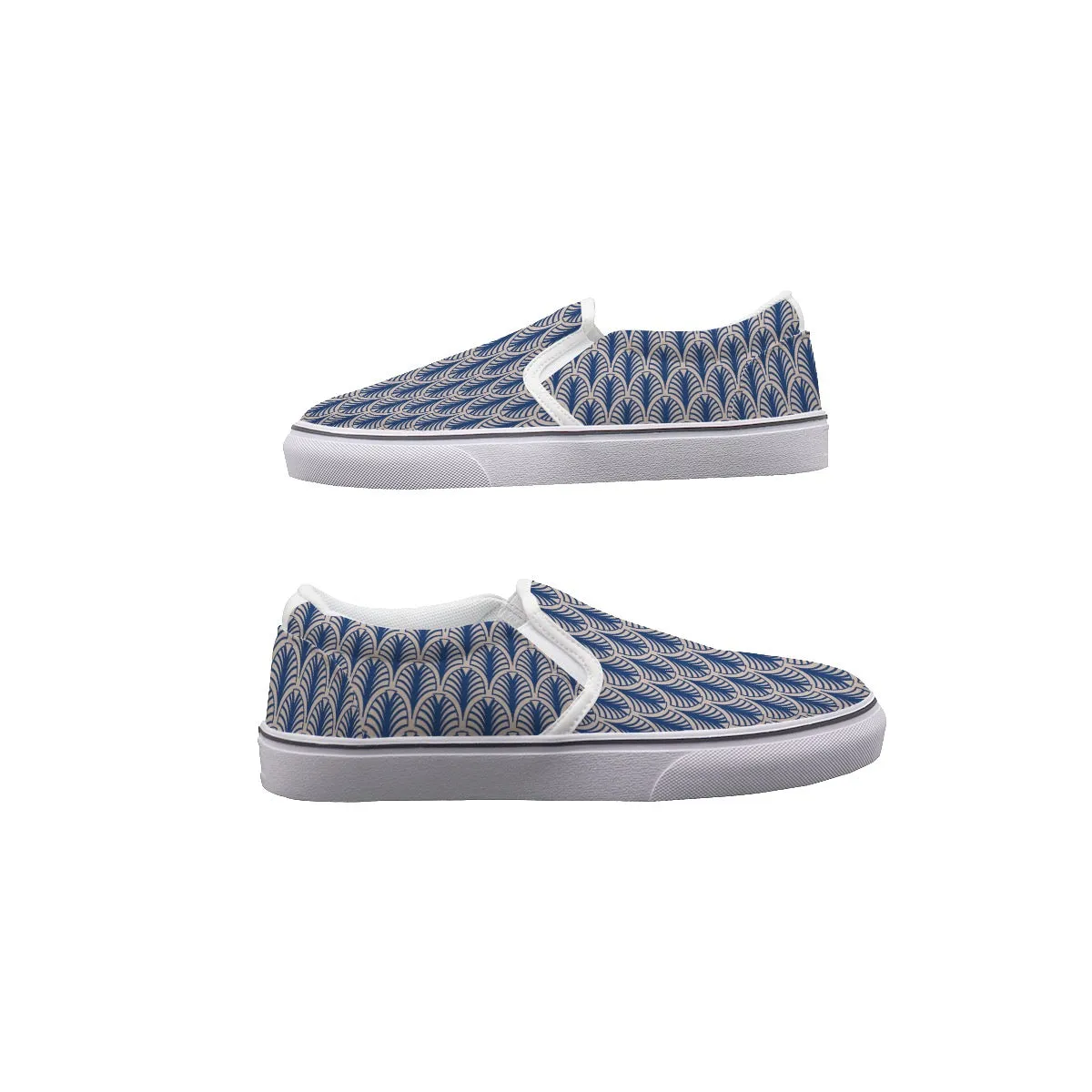 So#11 Men's Slip On Sneaker, blue pattern, print