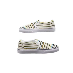 So#12 Men's Slip On Sneakers, multi, striped print