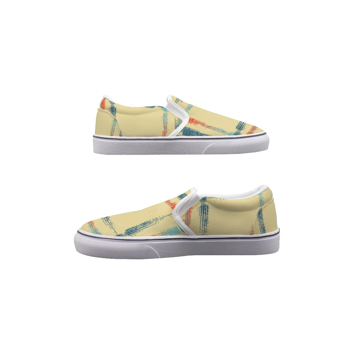 So#20 Men's Slip On Sneakers, yellow with stripes print