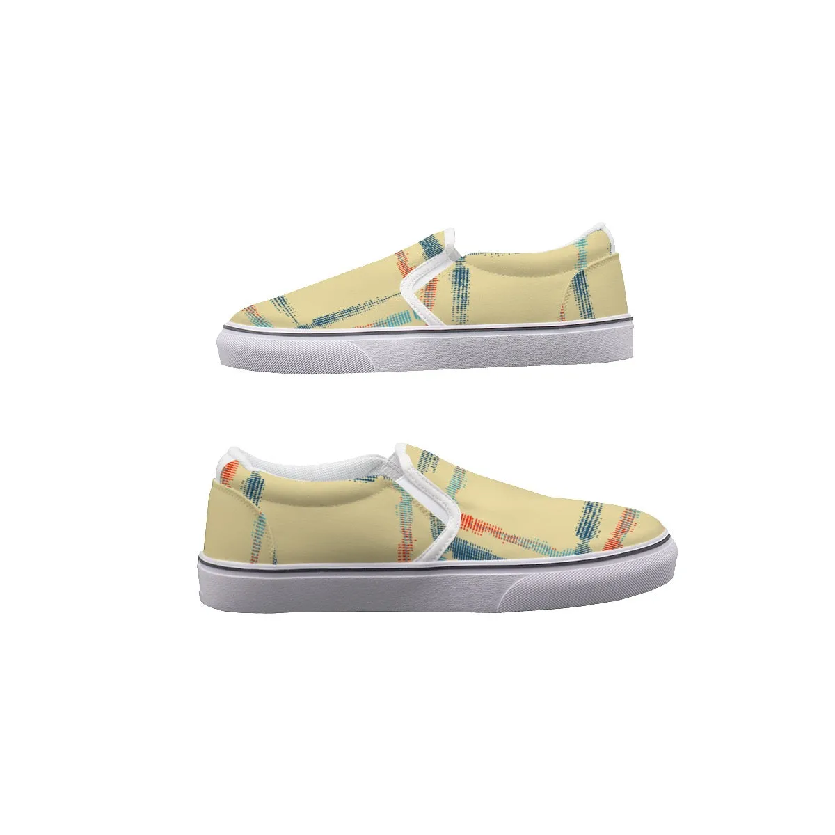 So#20 Men's Slip On Sneakers, yellow with stripes print