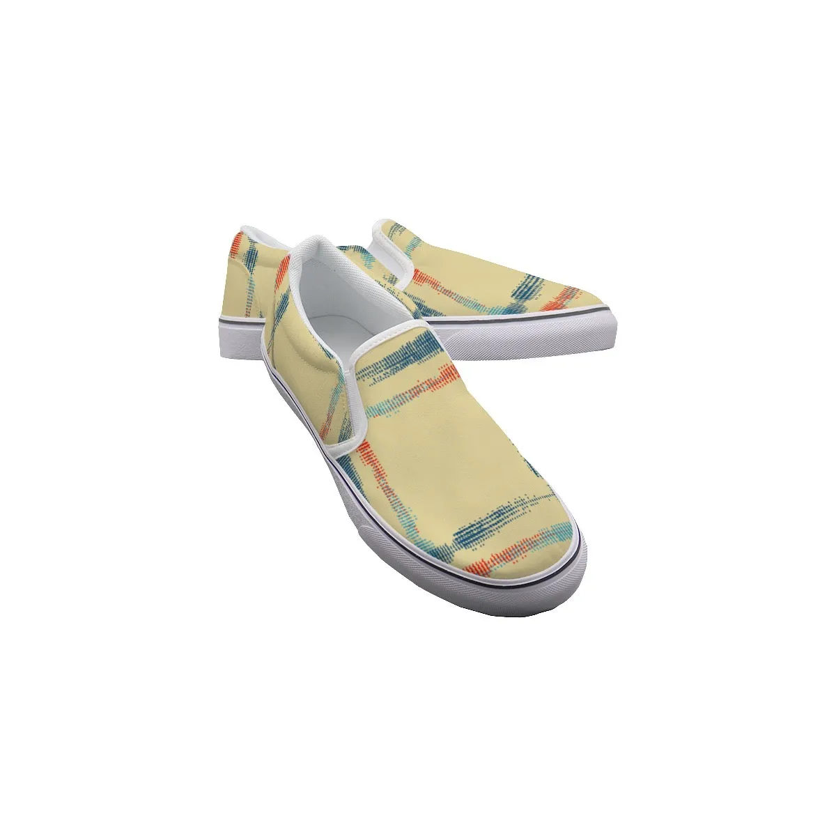 So#20 Men's Slip On Sneakers, yellow with stripes print