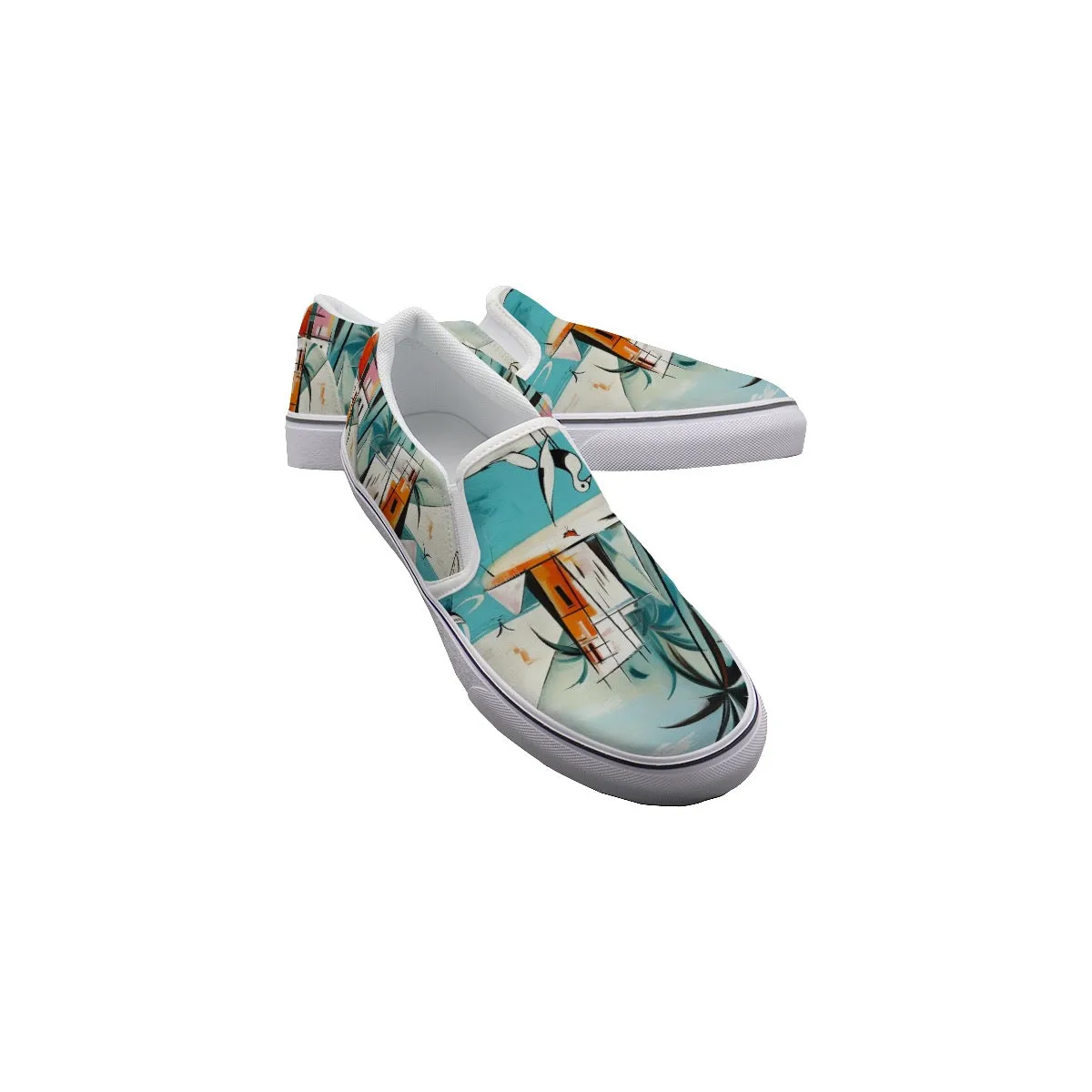 So#21 Men's Slip On Sneakers, abstract, print