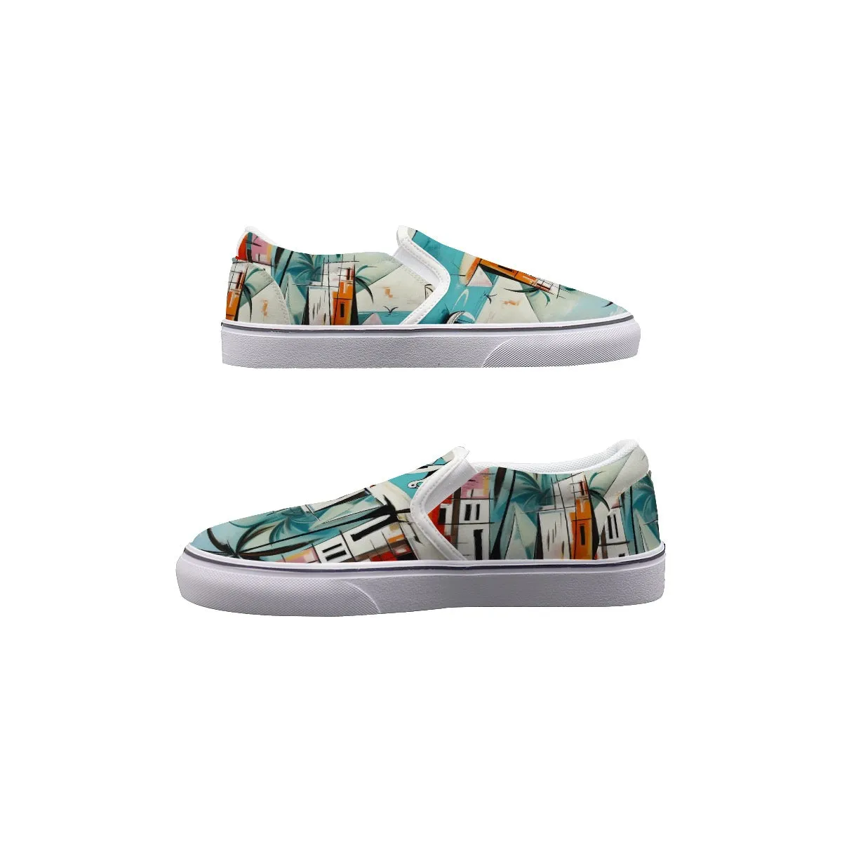 So#21 Men's Slip On Sneakers, abstract, print