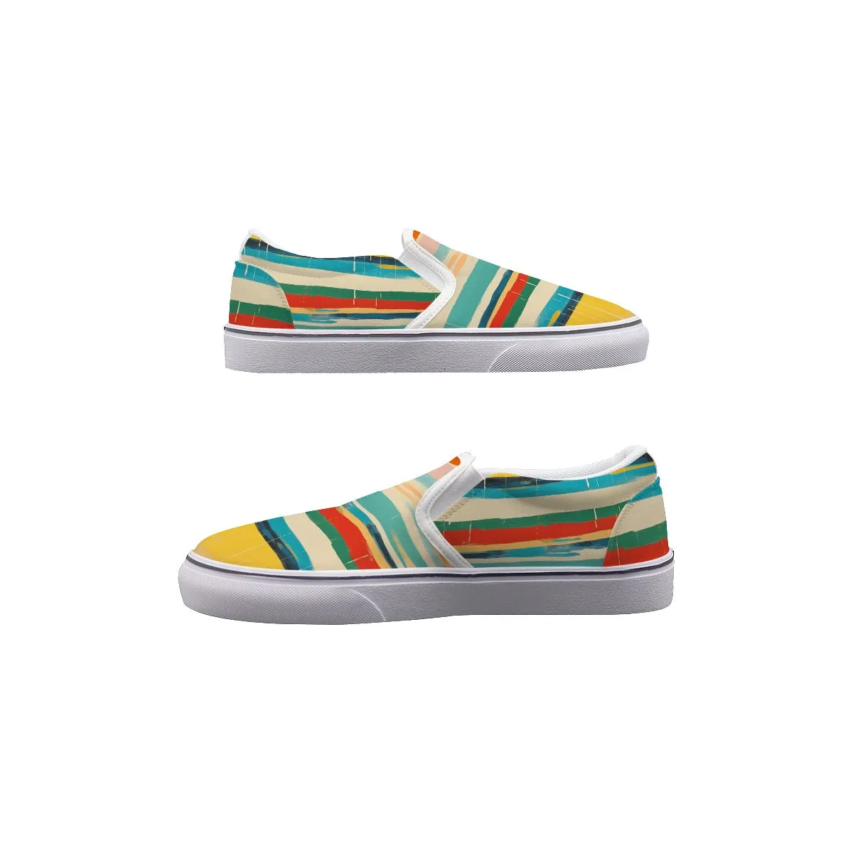 So#30 Men's Slip On Sneakers stripe pattern