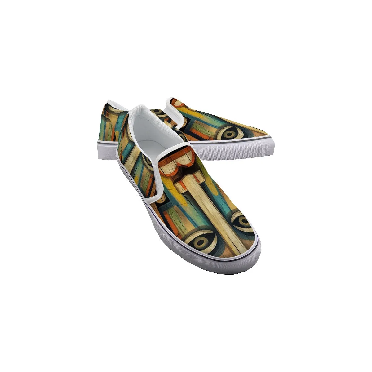 So#34 Men's Slip On Sneakers, abstract, print