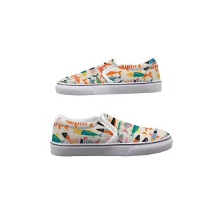 So#35 Men's Slip On Sneakers, fish, print