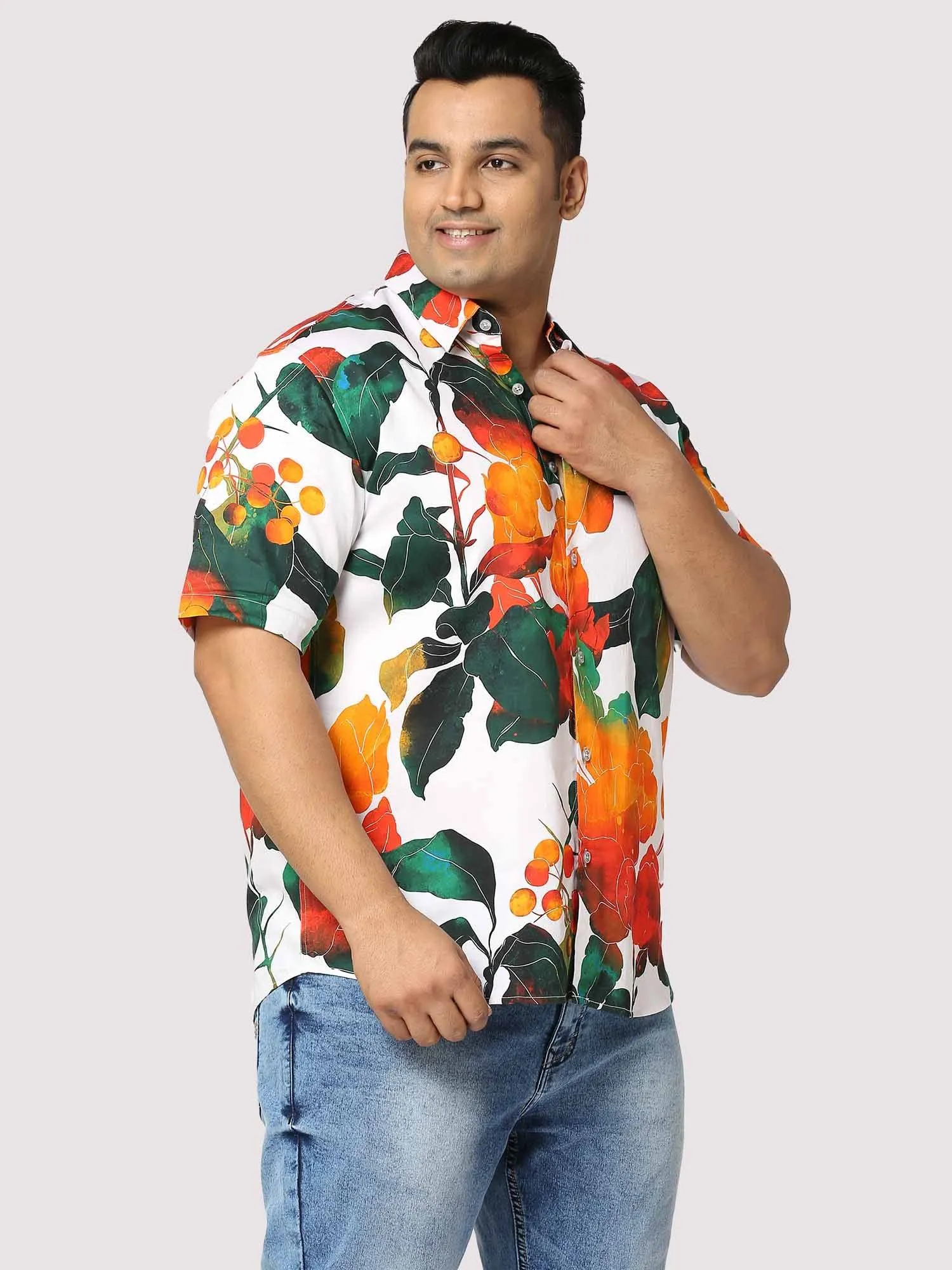 Sunshade Digital Printed Half Shirt Men's Plus Size