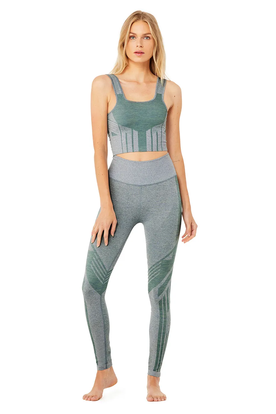 Tempo Bra Tank - Blue Haze Heather/Sprout Heather