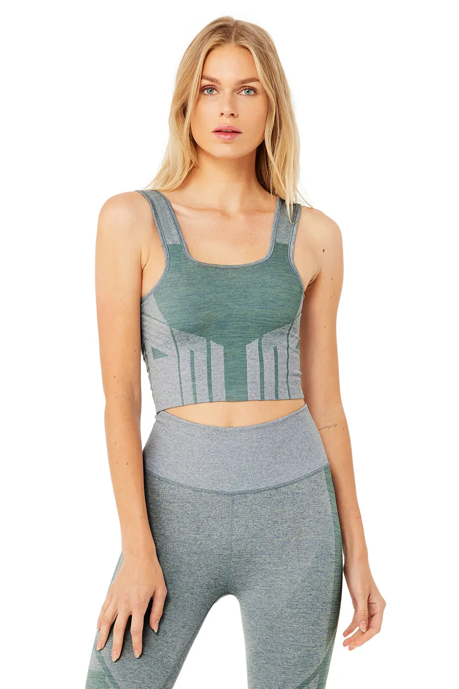 Tempo Bra Tank - Blue Haze Heather/Sprout Heather