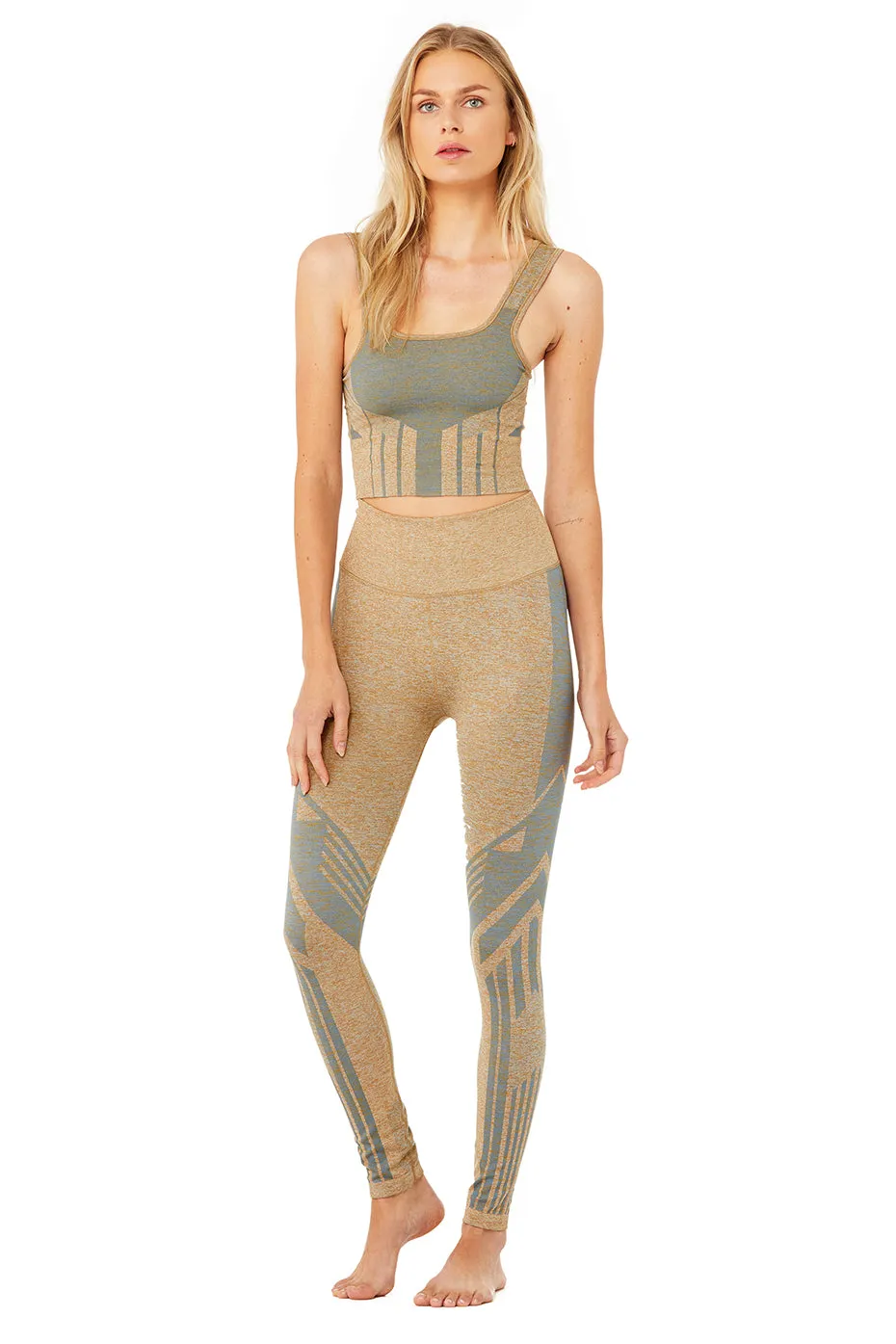 Tempo Bra Tank - Caramel Heather/Blue Haze Heather