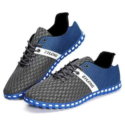 US Size 6.5-11 Men Mesh Breathable Casual Outdoor Canvas Flat Sneakers