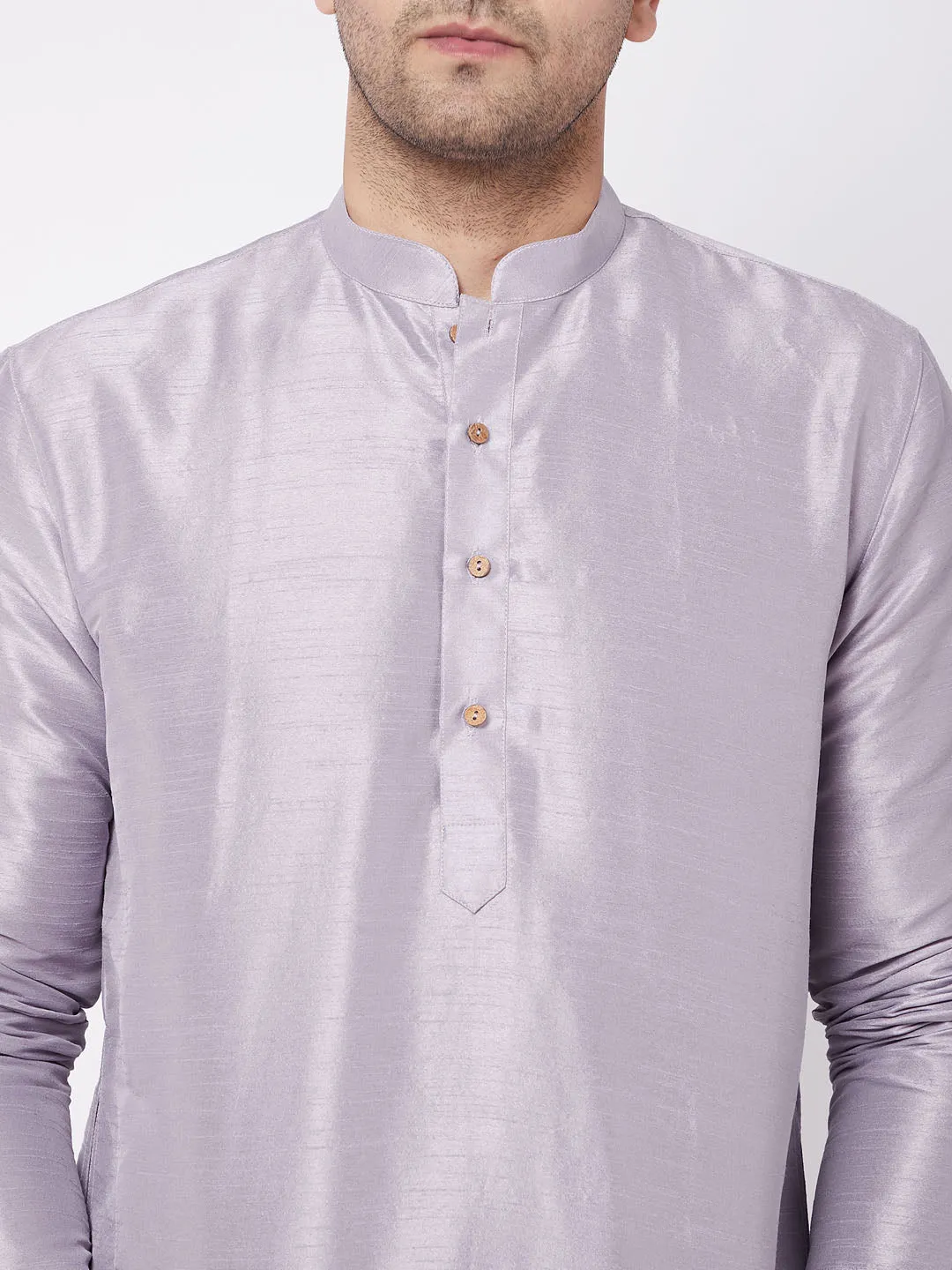 VASTRAMAY Lavender Silk Kurta Pyjama Set