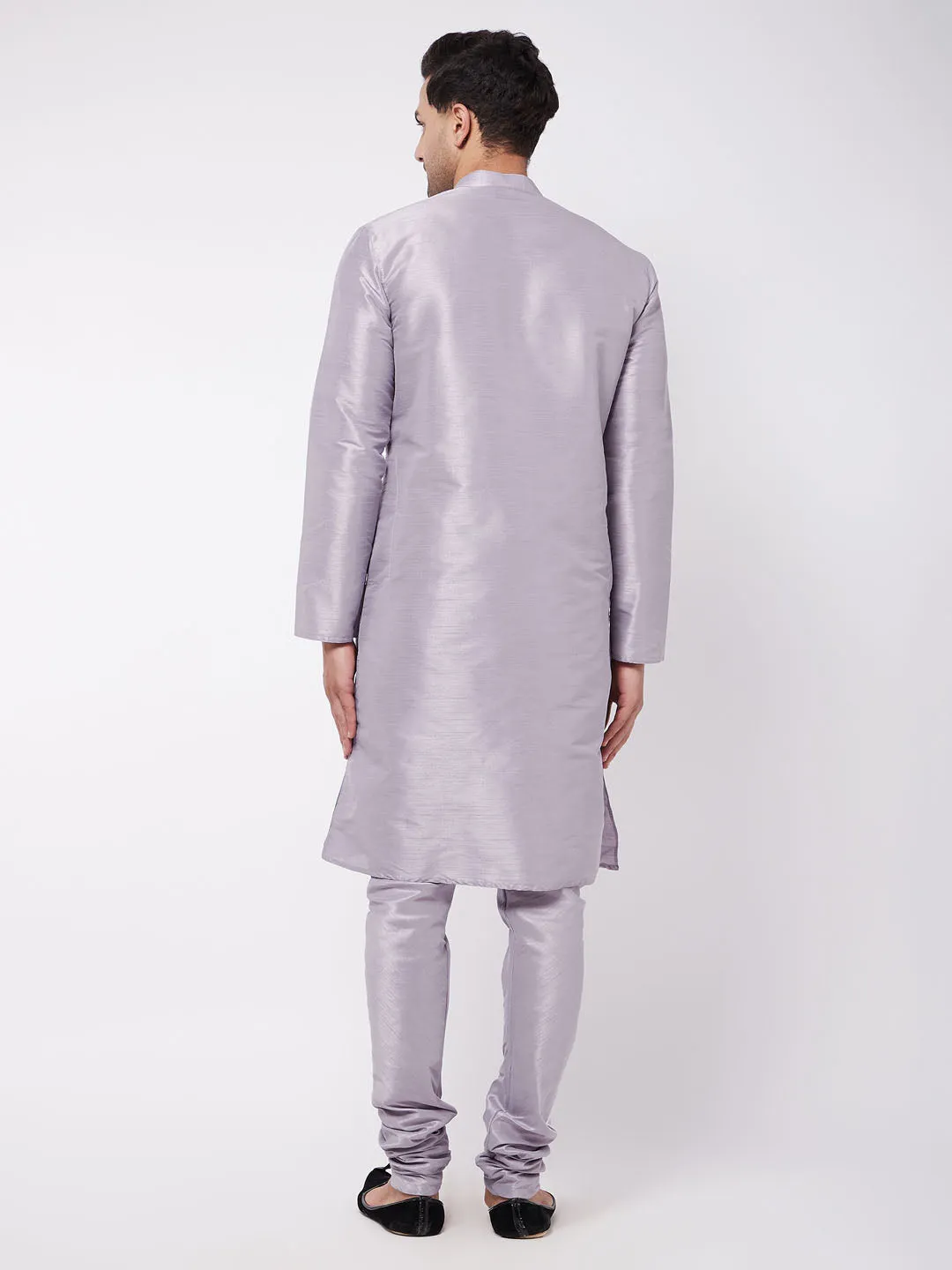 VASTRAMAY Lavender Silk Kurta Pyjama Set