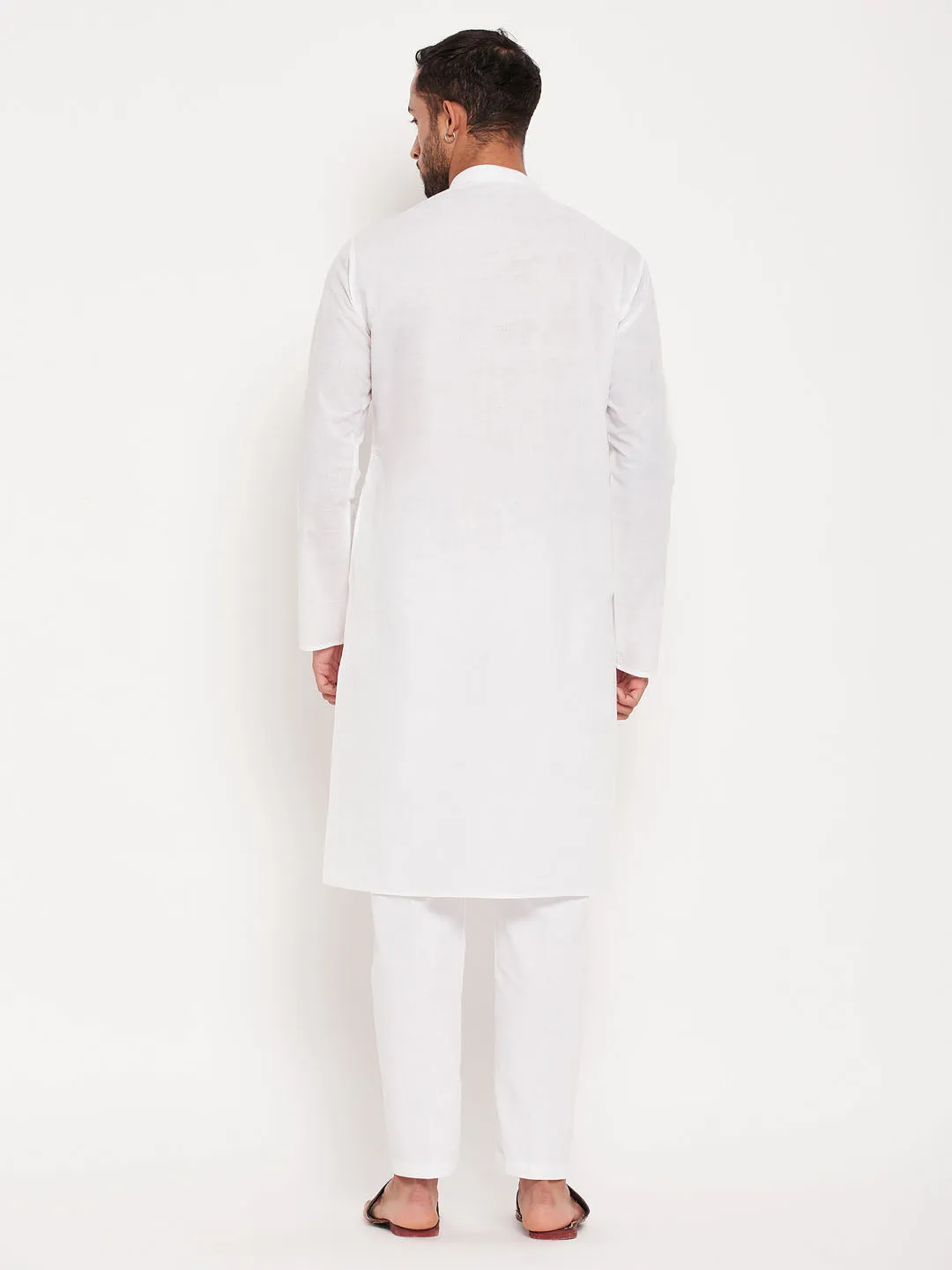 VASTRAMAY Men's Cream Kurta And White Pant