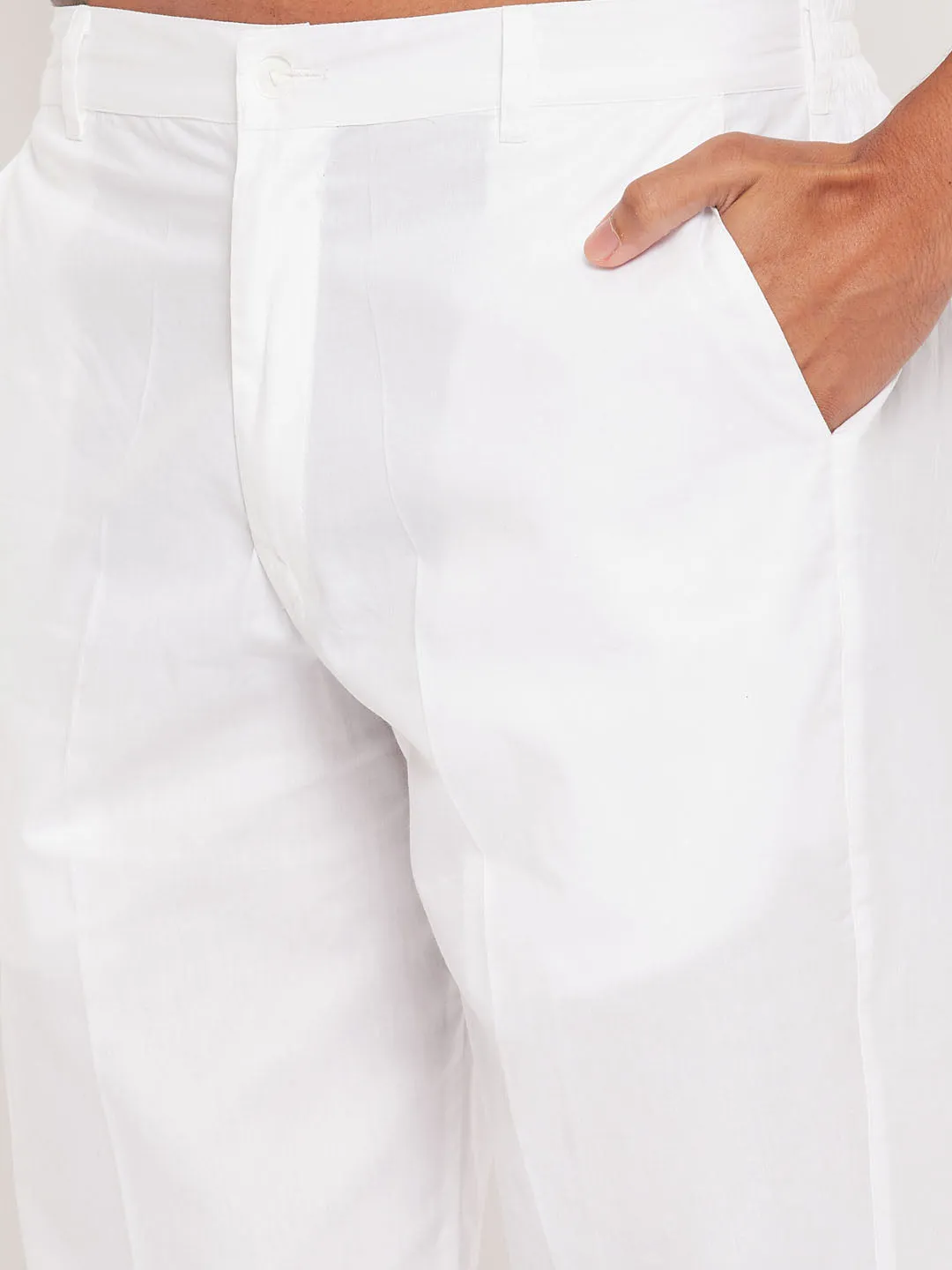 VASTRAMAY Men's Cream Kurta And White Pant