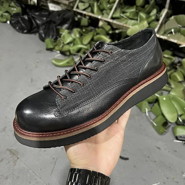 Vintage Round Toe Genuine Leather Shoes