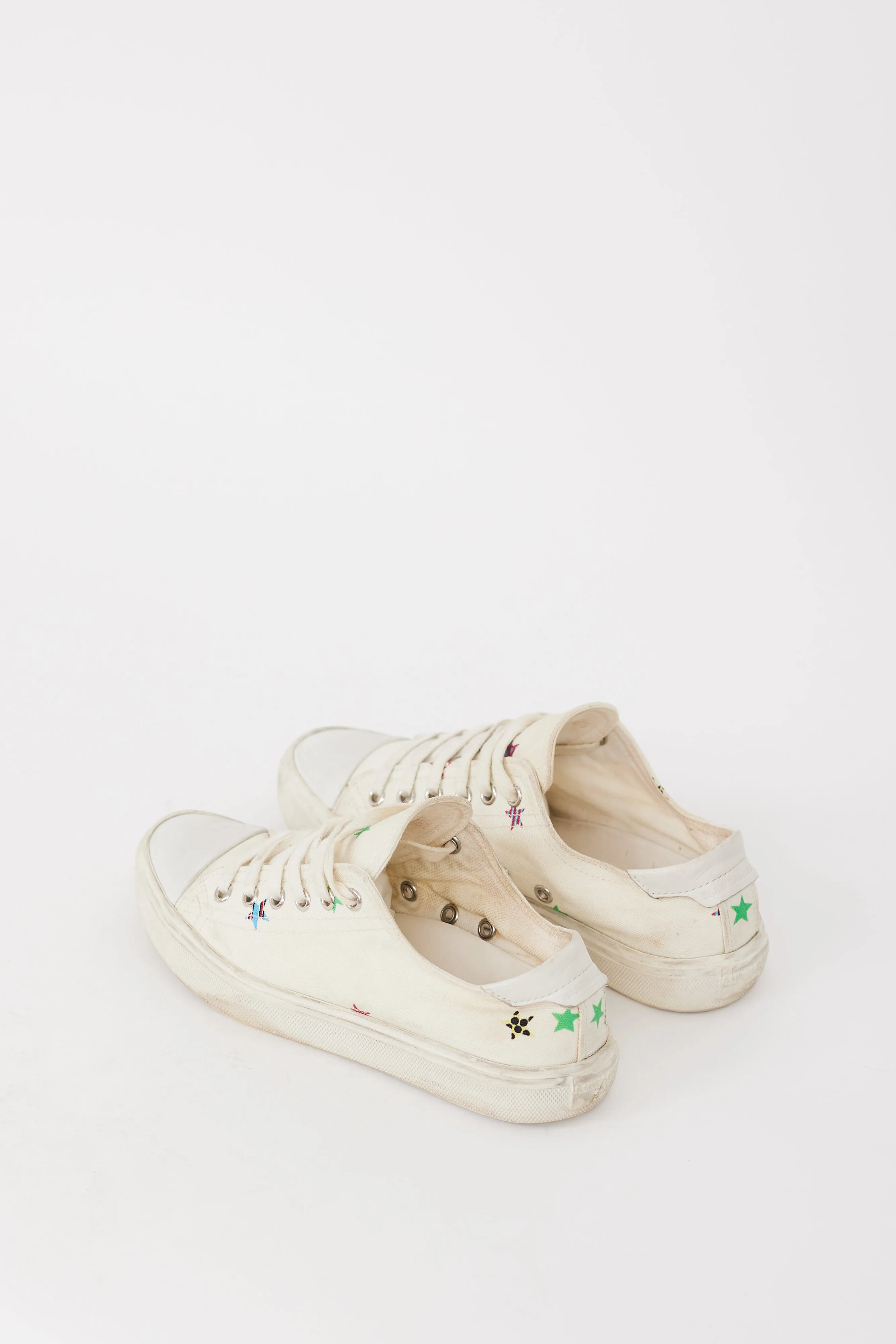 White & Multicolour Canvas Printed Sneaker