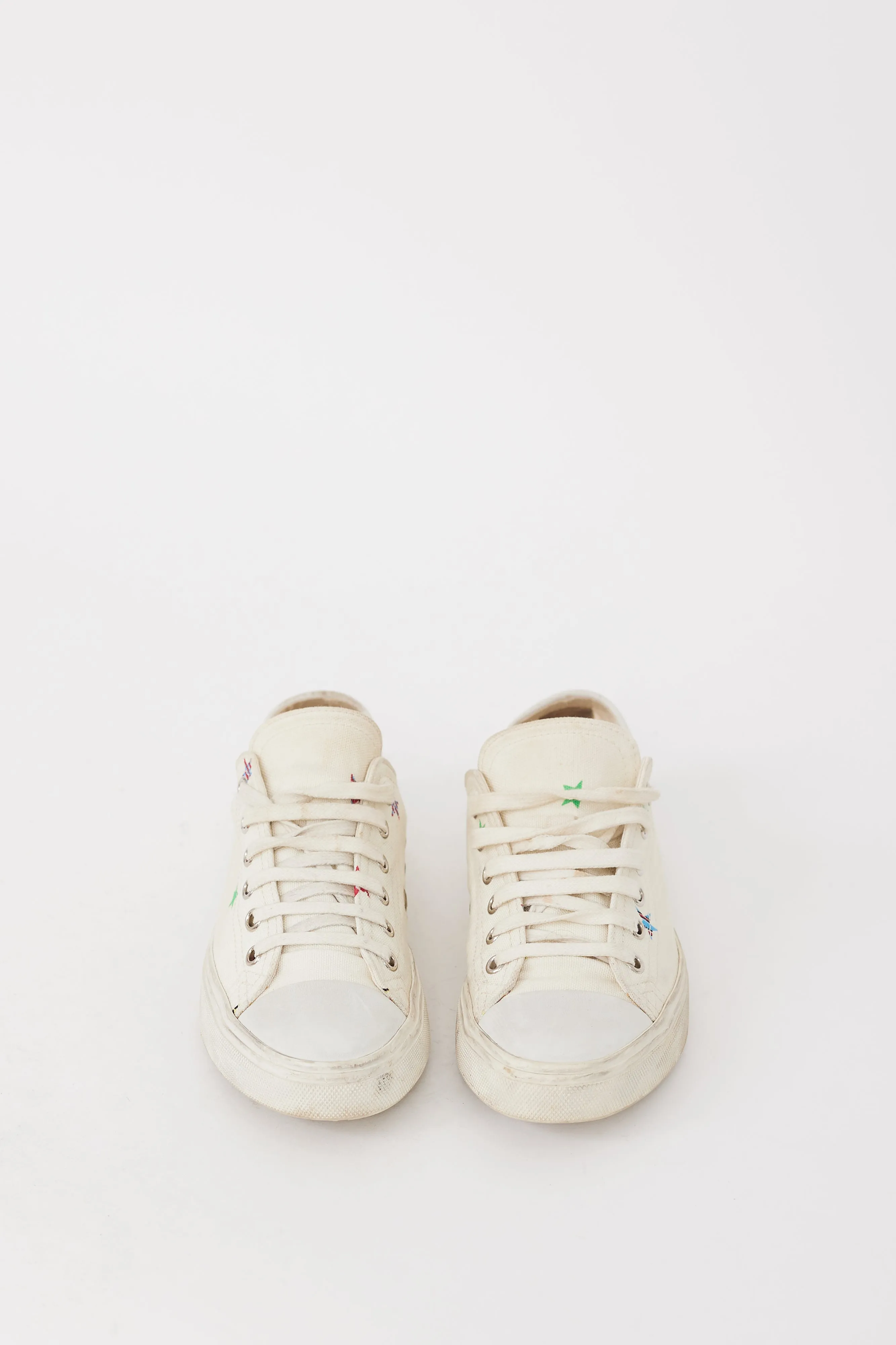 White & Multicolour Canvas Printed Sneaker