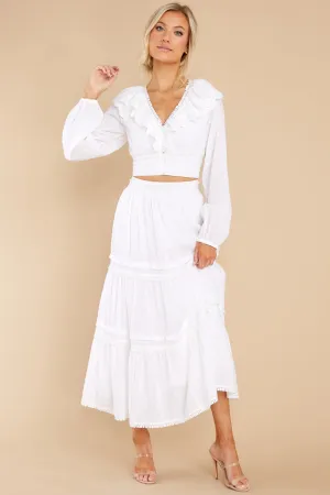 White Eyelet Ruffle Crop Blouse