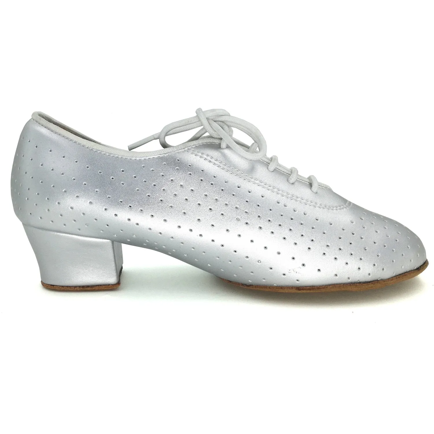 Women Ballroom Dancing Shoes Ladies Tango Latin Practice Dance Shoe Suede Sole Lace-up Closed-toe Split-sole Silver&nbsp;