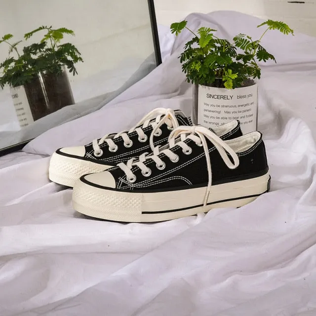 Women Canvas Shoes 3.5CM Platform Classic High Quality Fashion Outdoor Girls Sneakers  Zapatos De Mujer  Tenis Feminino