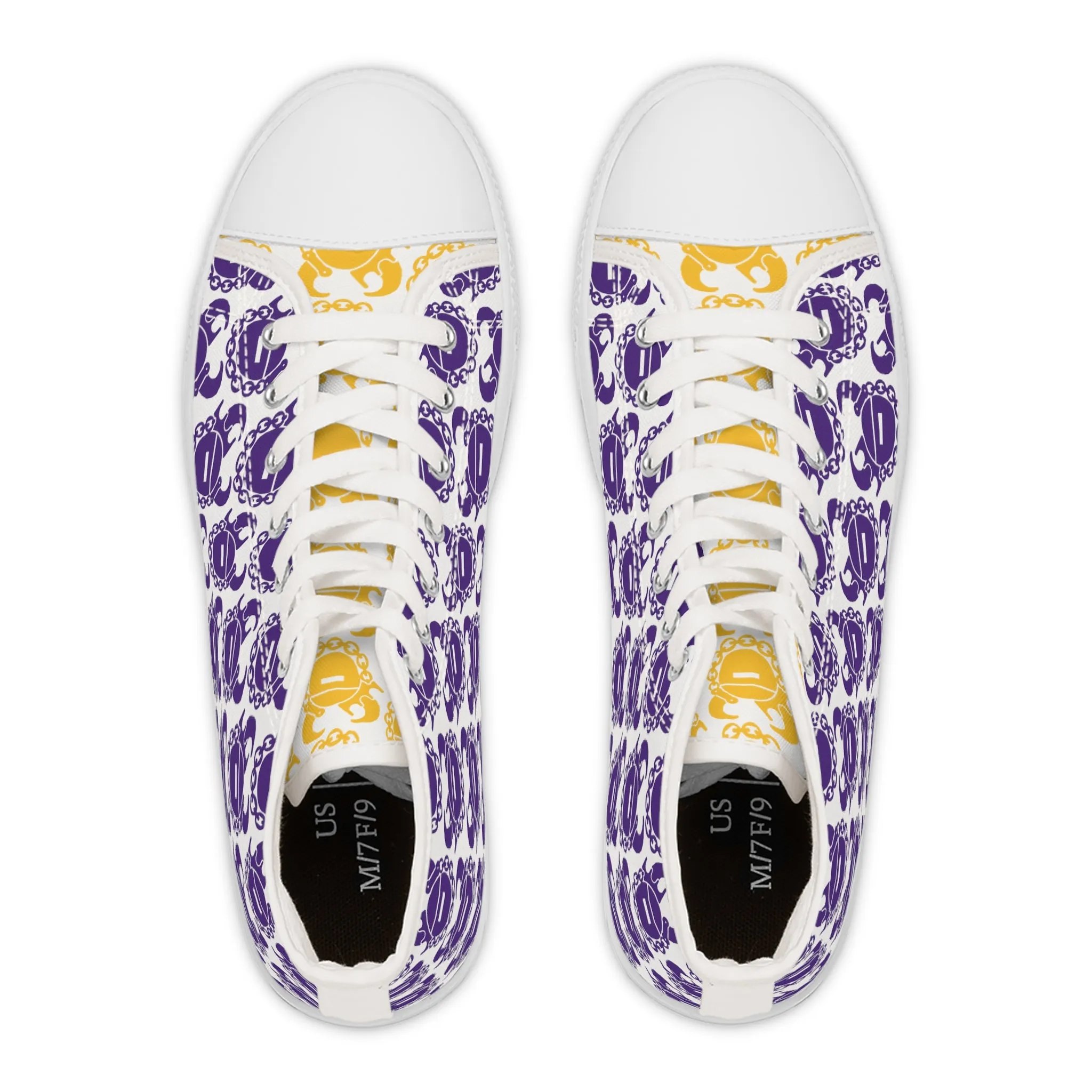 Women's High Top Sneakers - Purple & Gold Helmets