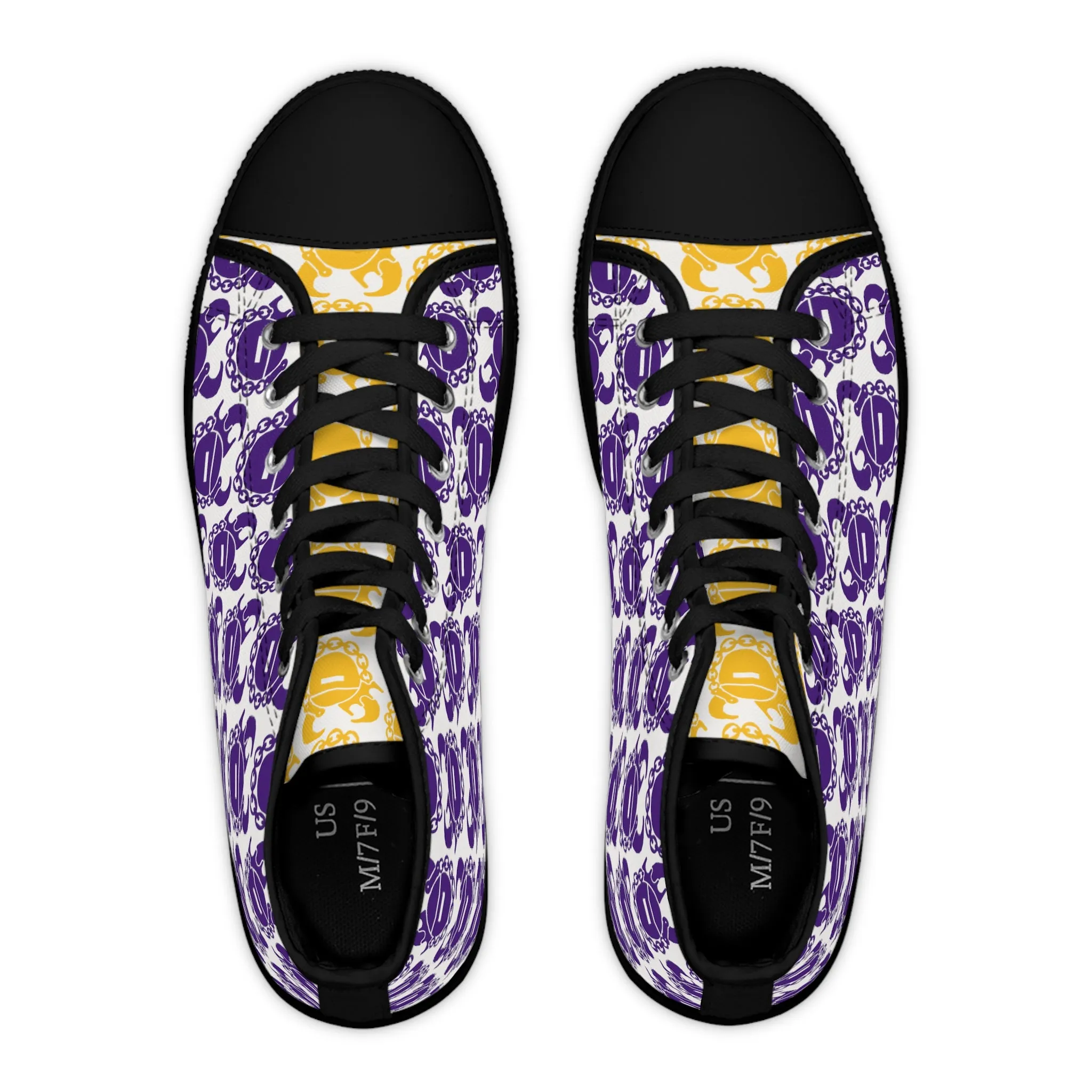 Women's High Top Sneakers - Purple & Gold Helmets