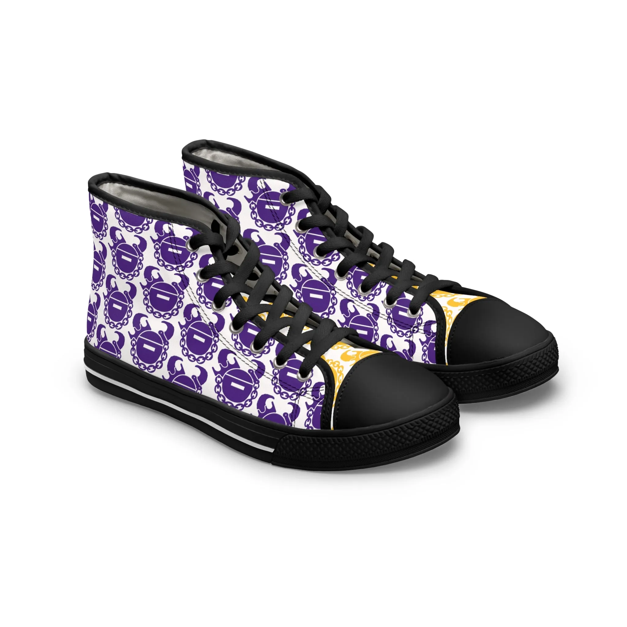 Women's High Top Sneakers - Purple & Gold Helmets