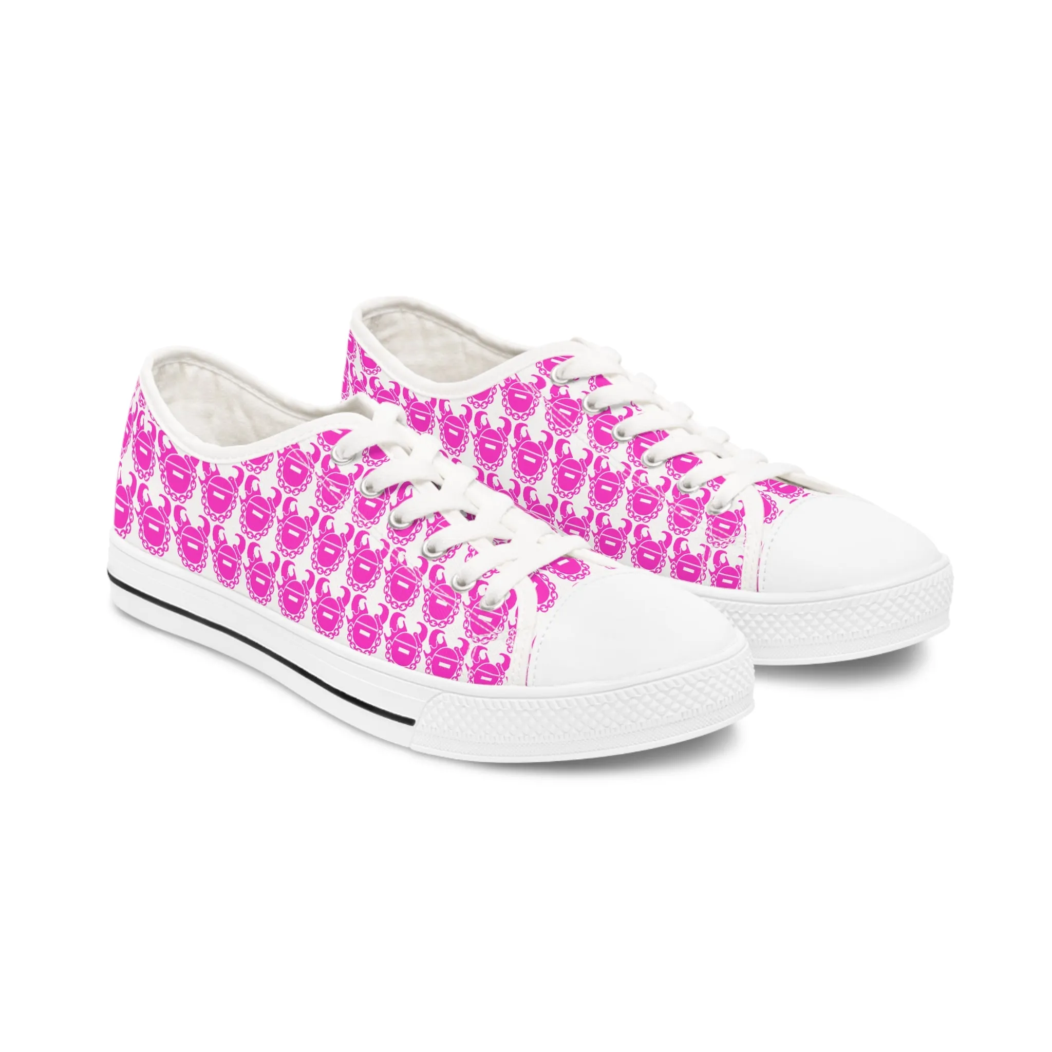 Women's Low Top Sneakers - White/Pink Helmets