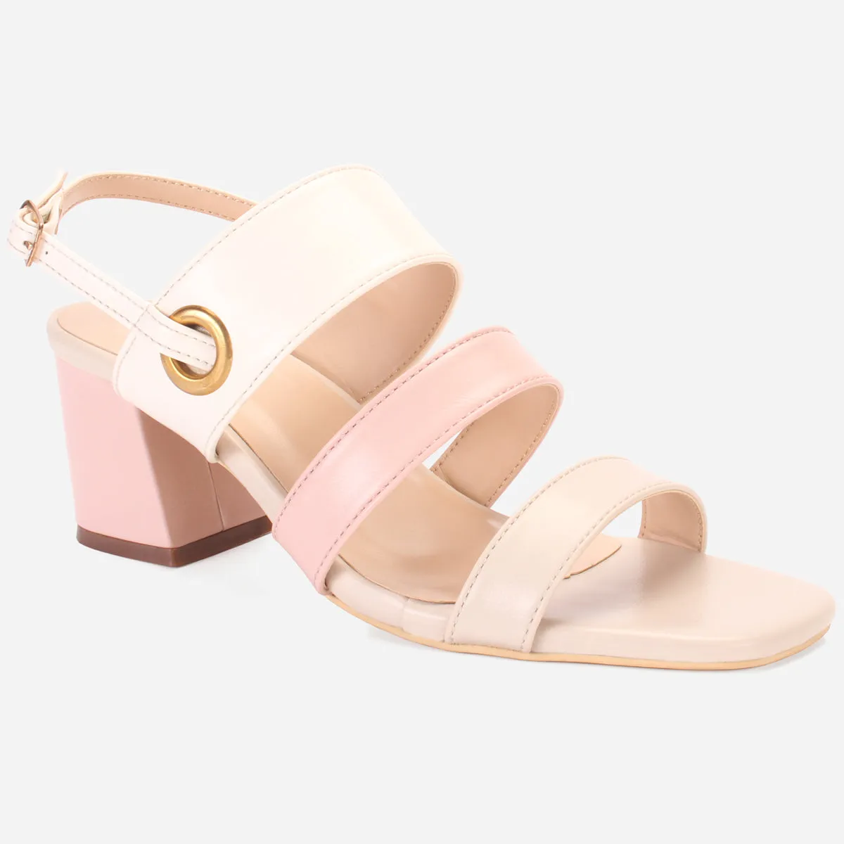 Womens "MICHELLE" Block Heeled Open Toe Sandals