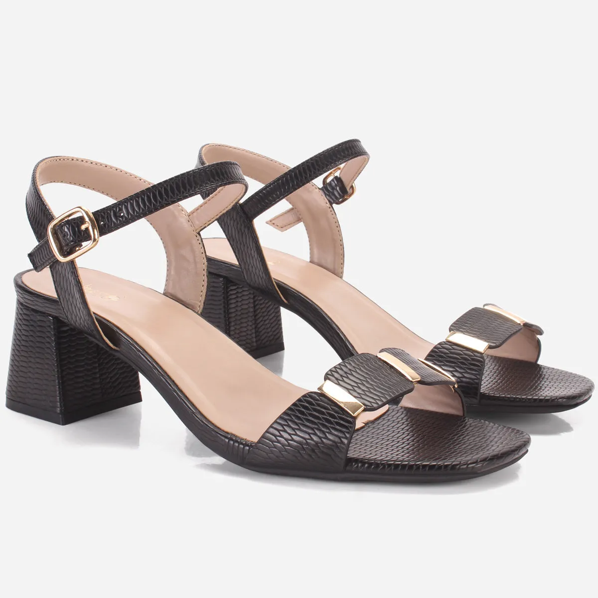 Womens "ZURIA" Ankle Strap Block Heeled Sandals