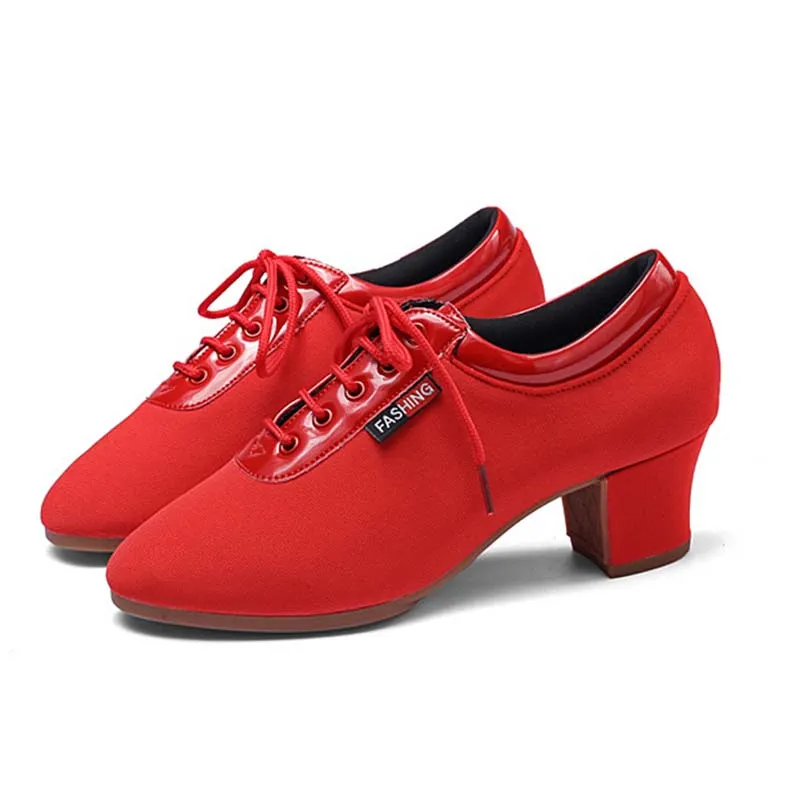 Women's Red Canvas 3.5cm/5cm Heels Ballroom Dance Shoes Teaching & Practice Shoes